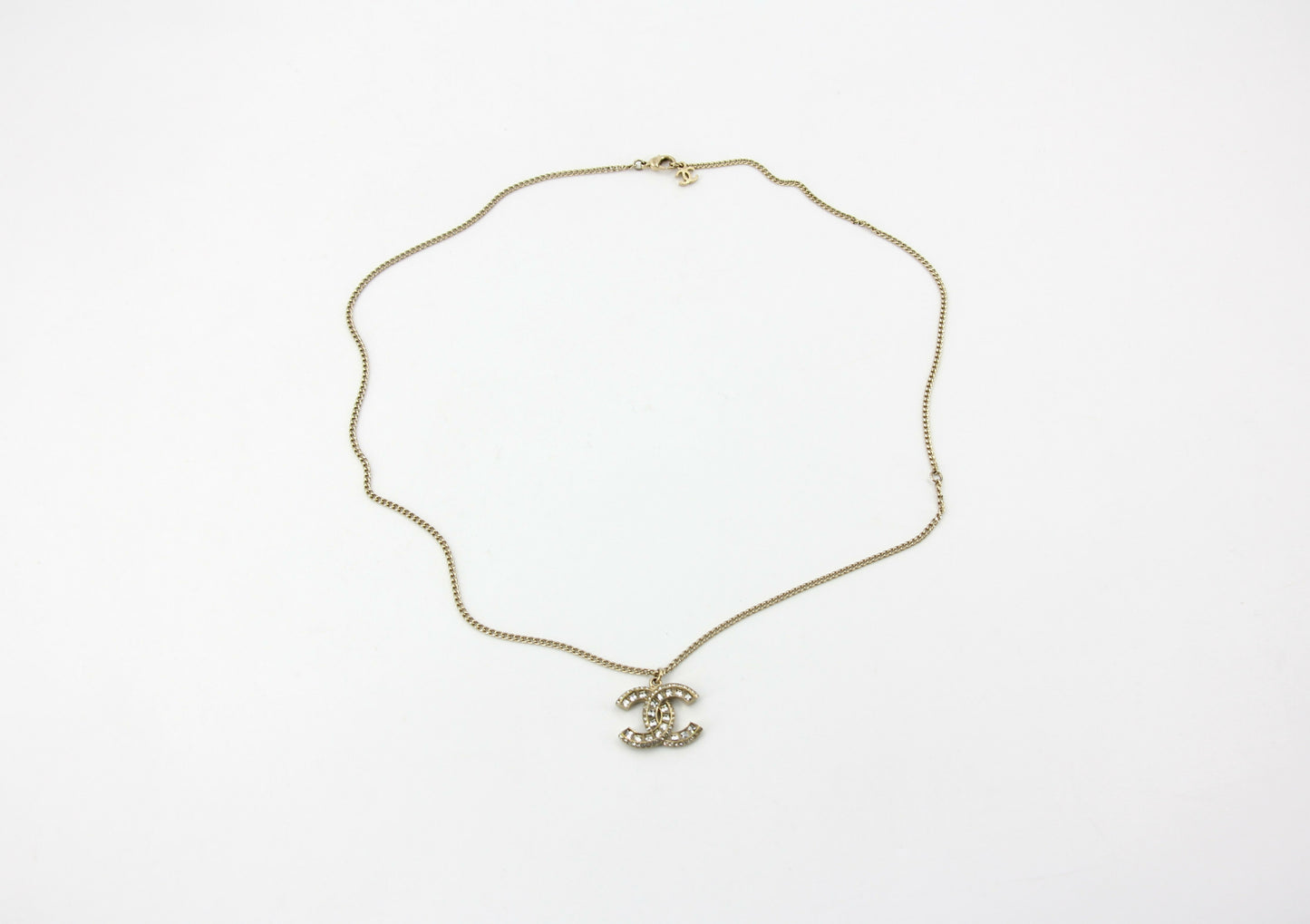 Chanel F16V Rhinestone Classic CC Double-Sided Chain Adjustable Clasp Necklace