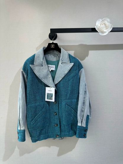 Chanel 22P Blue Oversized Denim Woven Jacket
