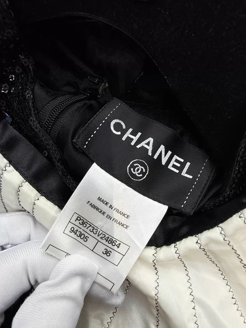 Chanel 2009 black sequined long-sleeved dress