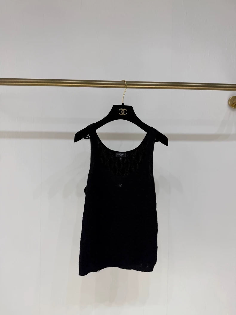 Chanel 24S Black Quilted Top