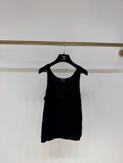 Chanel 24S Black Quilted Top