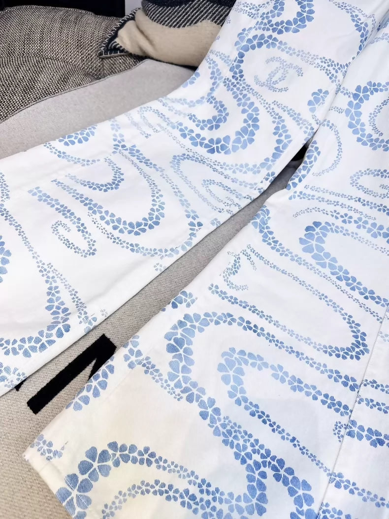 Chanel Spring/Summer 2025 Coco Beach White Print Blue Wavy Pattern Jeans