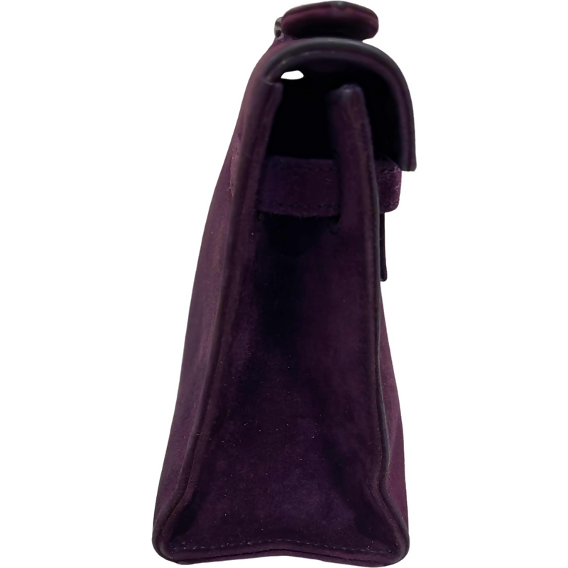 Hermes vintage Kelly pochette suede in purple stamp square H