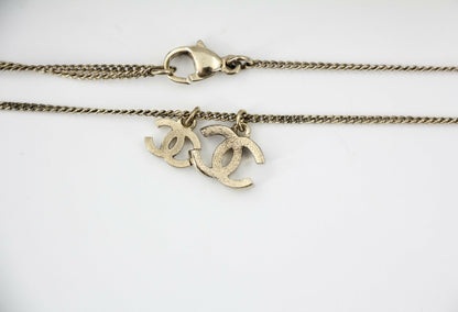 Chanel Vintage 09P Rhinestone Two CC Necklace