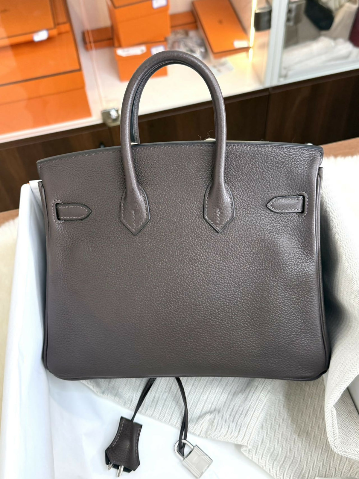 Hermès Birkin 25 Barenia Leather with Palladium Hardware