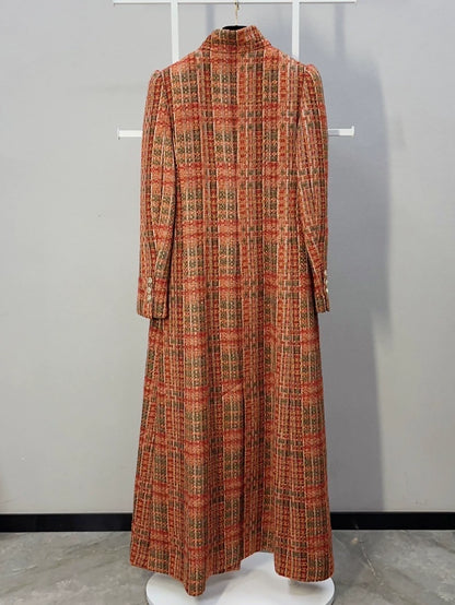 Chanel orange tweed long coat