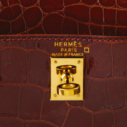 HERMÈS Kelly Ado PM Miel Shiny Alligator Gold hardware