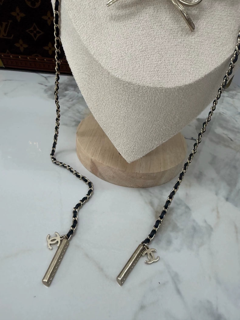 Chanel 22S Double Bow Leather Choker Necklace