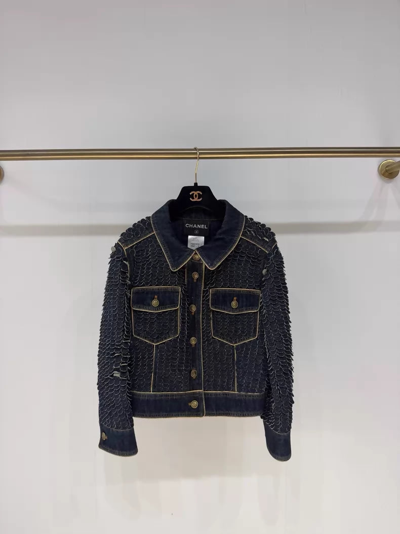 Chanel 14A Dallas collection denim fish style jacket