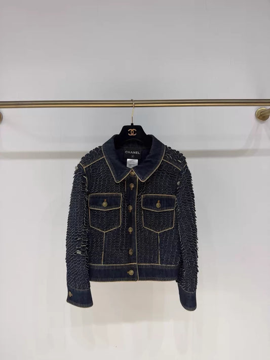 Chanel 14A Dallas collection denim fish style jacket