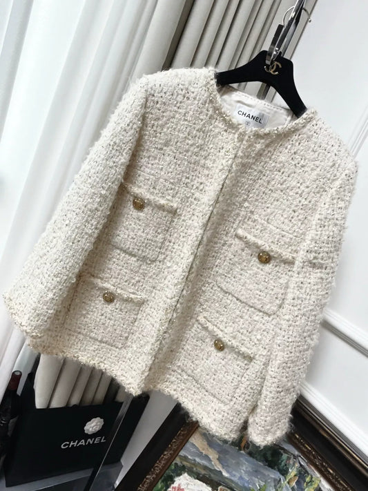 Chanel 19A ecru tweed jacket