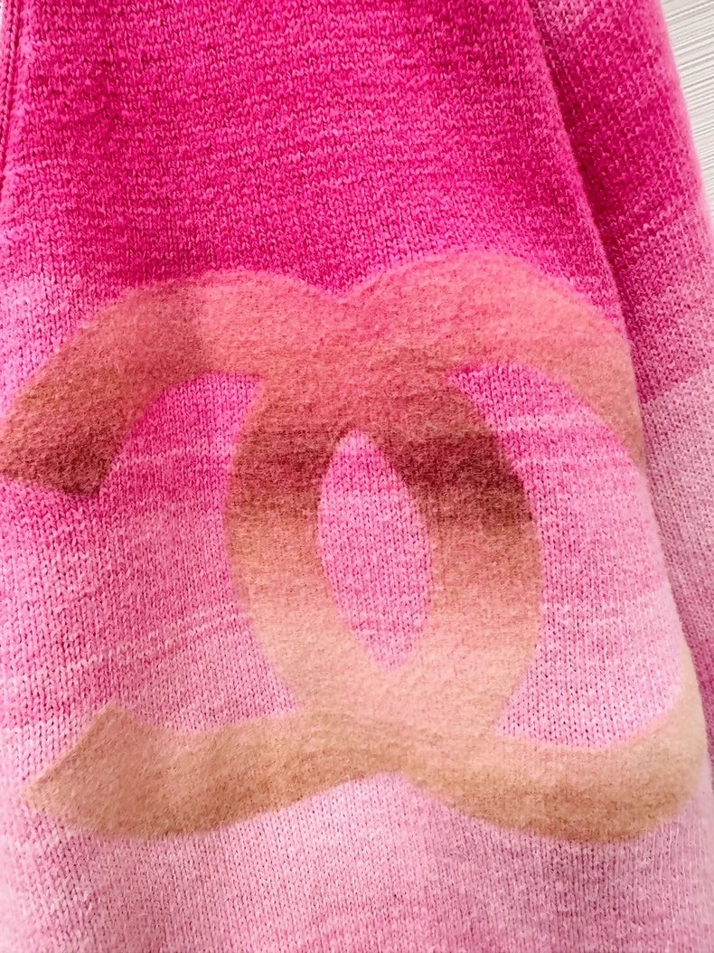 Chanel 24C  pink logo knit cardigan