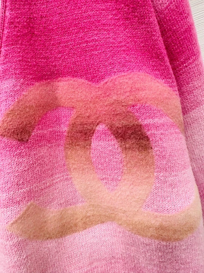 Chanel 24C  pink logo knit cardigan