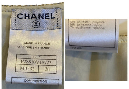 Rare Chanel 06P Ecru Gold Metallic Tank Top Camisole Blouse FR 38