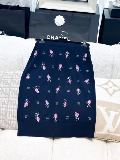 Chanel 22K floral knit midi skirt