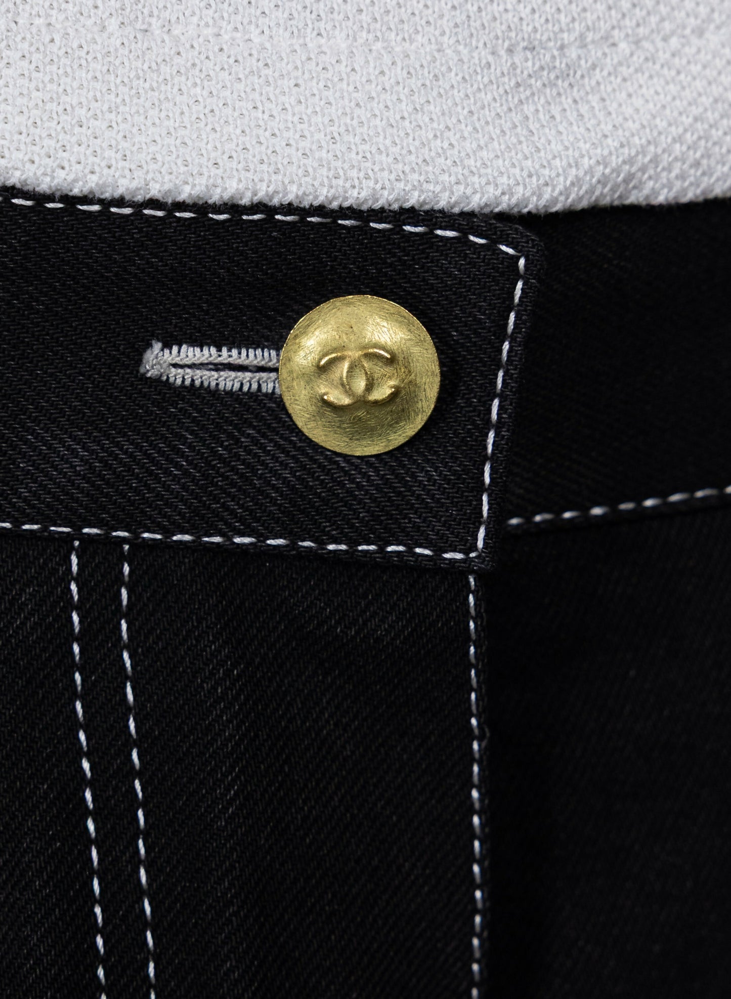 Chanel 1994 Spring/Summer Vintage Black Denim Logo Jeans