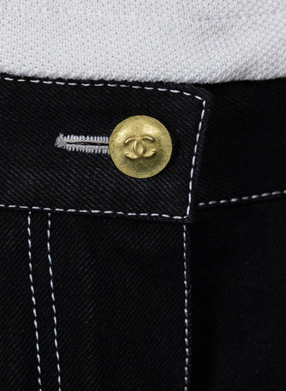 Chanel 1994 Spring/Summer Vintage Black Denim Logo Jeans