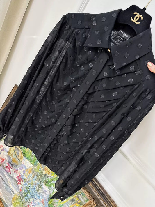 Chanel 23S black silk shirt
