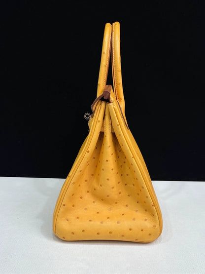 Hermes Birkin 30 Jaune Ambre ostrich leather palladium hardware