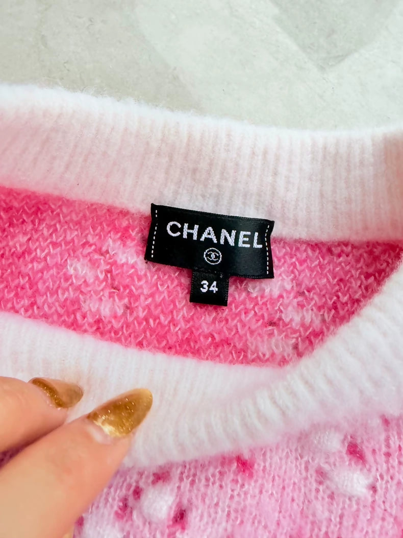 Chanel 23N Pink Cashmere Ski Sweater