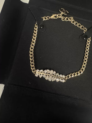Chanel 23K Gold Wheat  Rhinestone Choker necklace
