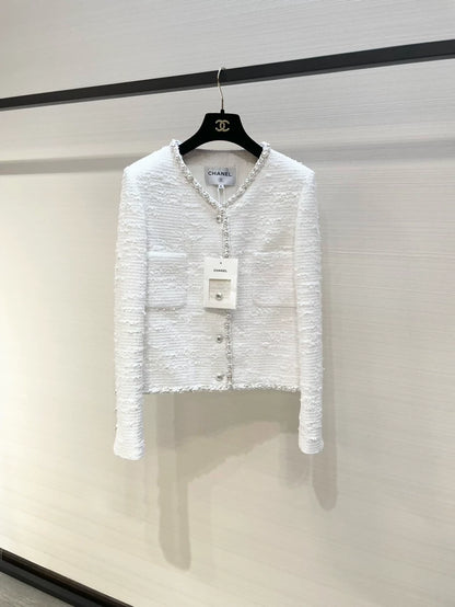 Chanel 25P white moonlight pearl jacket,