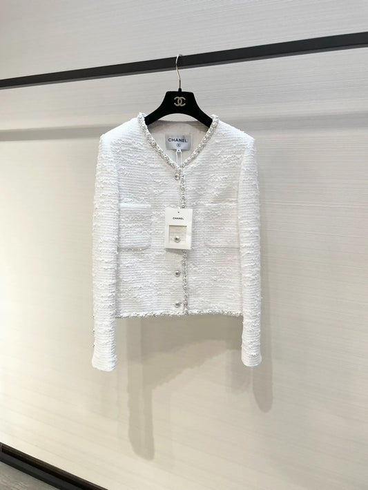 Chanel 25P white moonlight pearl jacket,