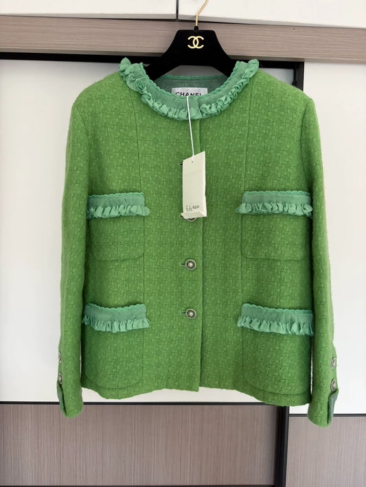 Chanel 24A green tweed jacket