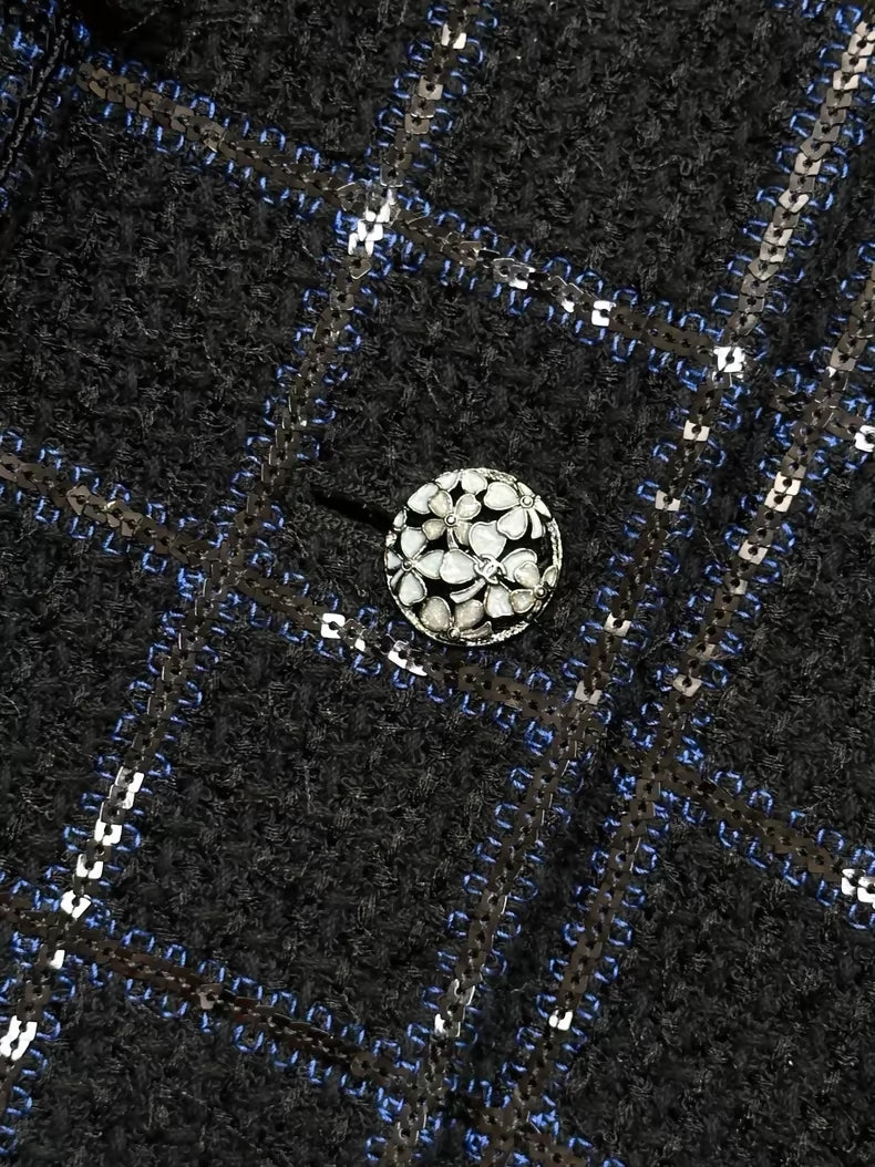 Chanel 24S navy blue tweed jacket