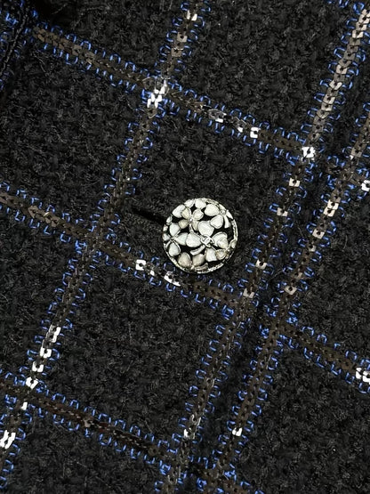 Chanel 24S navy blue tweed jacket