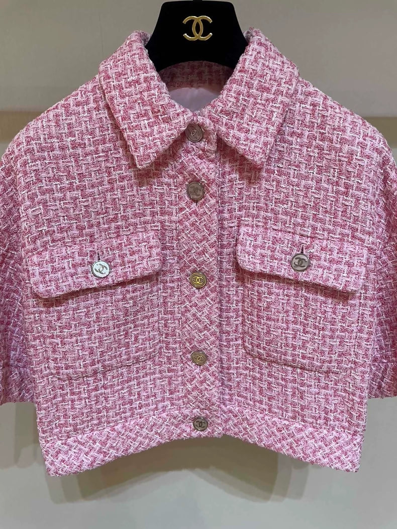 Chanel 23S Pink tweed Jacket with Pockets