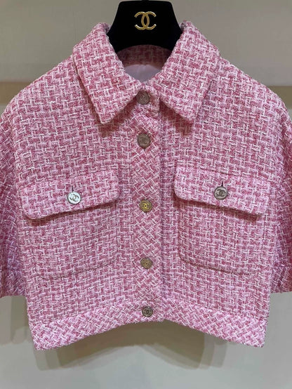 Chanel 23S Pink tweed Jacket with Pockets