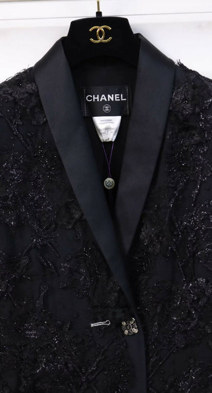 Chanel 2012 Black Lace Floral Blazer