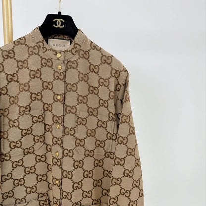 Gucci Double G Monogram Gold Button Shirt Jacket