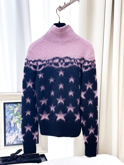 Chanel 23N Purple and Black Cashmere Sweater