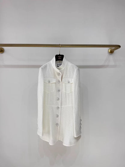Chanel 23S swhite tweed dress/jacket