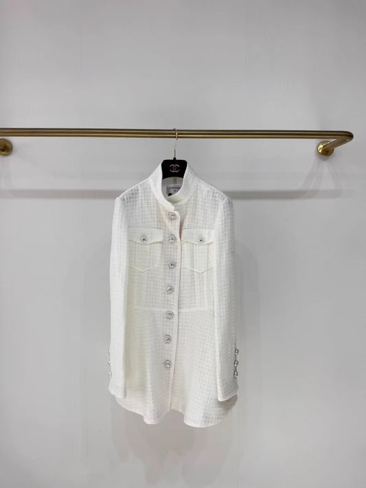 Chanel 23S swhite tweed dress/jacket