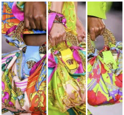 Versace 2022 La Medusa Small Straw Raffia Silk Bag