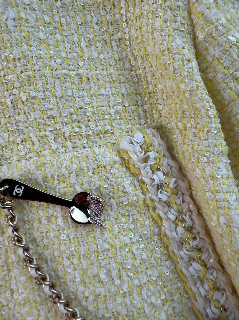 Chanel 2019 Beach Collection Yellow Sequined tweed Jacket