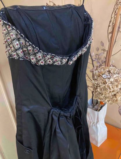 Chanel 2021 black sequined embroidered satin dress