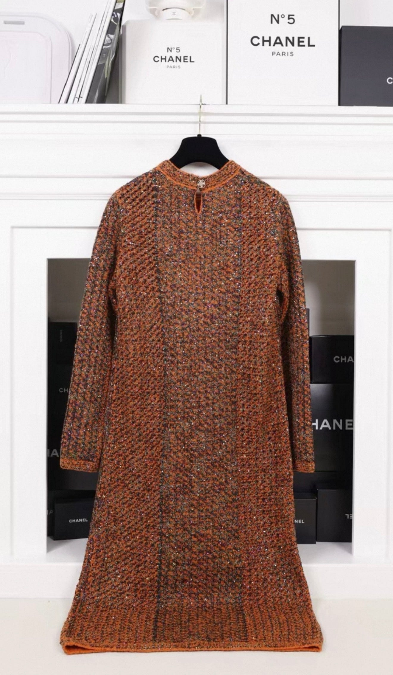 Chanel 24K Black and Orange Jacket and Dress Set