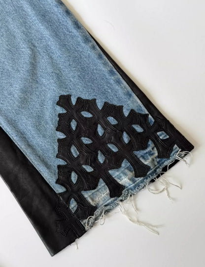 hrome Hearts Gallery Dept Cross Patch Flare Denim Jeans