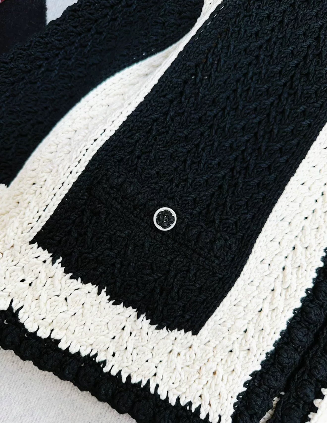 Chanel 22C Black and White Cardigan