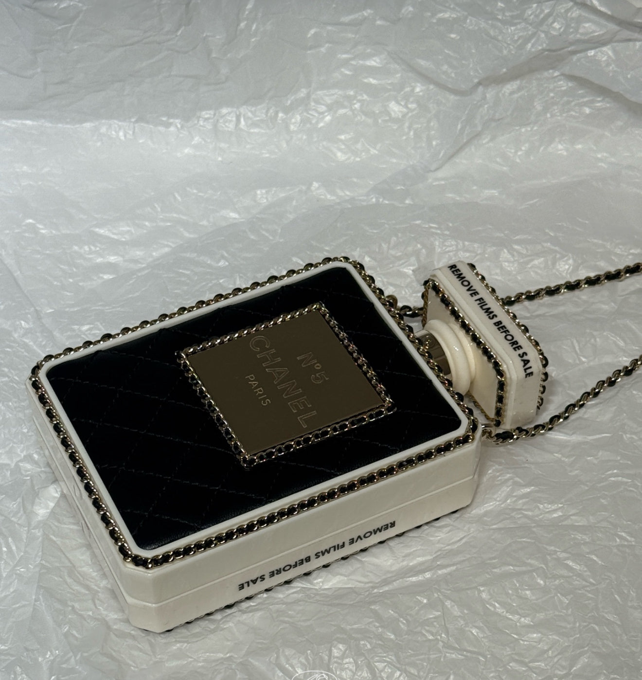 Chanel 22S limited edition Black Quilted Leather Perfume Bottle Minaudiere Gold Hardware