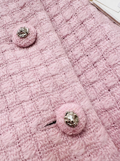 Chanel 24K light pink wool tweed coat