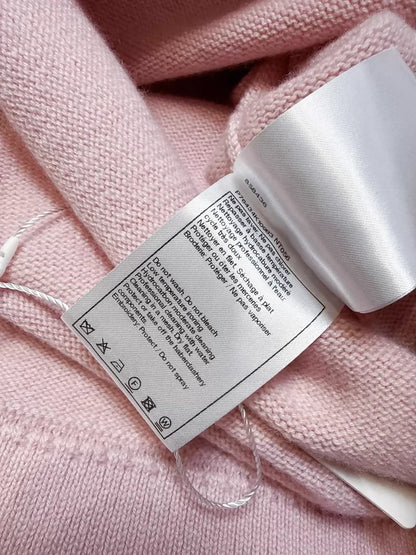 Chanel 24C pink and white cashmere knit dress with double C sequined logo badge