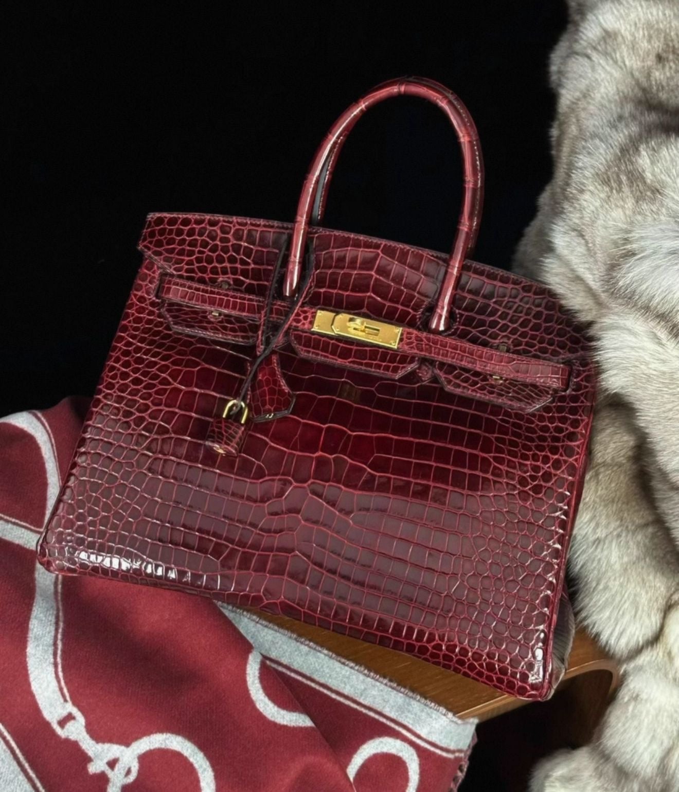Hermes Birkin 35 Rouge H Shiny crocodile leather Gold Hardware