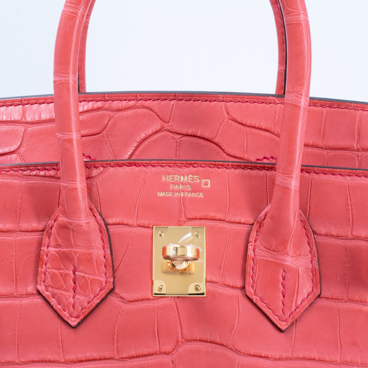 HERMÈS Birkin 25 Bougainvillea Matte Alligator Gold hardware