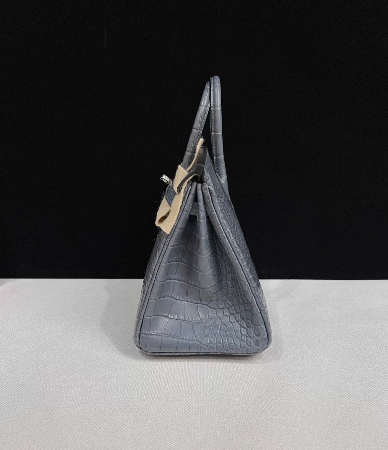 Hermès Birkin 25 grey Gris misty matte crocodile leather palladium hardware