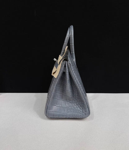 Hermès Birkin 25 grey Gris misty matte crocodile leather palladium hardware